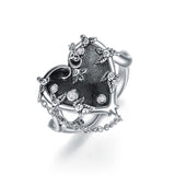Witch Heart Ring 925 Sterling Silver Gothic Jewelry Goth Halloween Gifts for Women