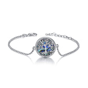 Tree of Life Anklet Sterling Silver Abalone Shell/Crystal Tree of Life Ankle Bracelet Tree Jewelry for Women Girls Gifts
