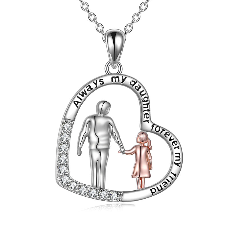 Sterling Silver Father Daughter Heart Pendant Necklace from Dad Gift f — free download