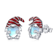 Christmas Earrings  Hypoallergenic Santa Hat Stud Earrings Heart Moonstone Earrings Christmas Jewelry Gifts Holiday Earrings for Women