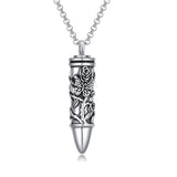 Bullet Urn Necklace for Ashes 925 Sterling Silver Butterfly Rose Pendant Keepsake Cremation Jewelry Gift for Women Men
