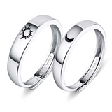 925 Silver Rings Custom Adjustable Sun and Moon Matching Rings Engraved I Love You Couples Rings Wedding