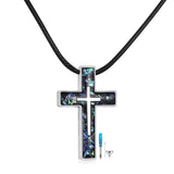 Cross Urn Necklace for Ashes Sterling Silver Abalone Shell Cross Cremation Pendant Religion Keepsake Jewelry Gifts for Women Men