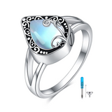 Sterling Silver Moonstone Filigree Urn Ring for Ashes