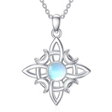 Sterling Silver Moonstone Witches Knot Pendant Necklace