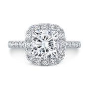 10K White Gold Moissanite Cushion Cut Halo Engagement Rings