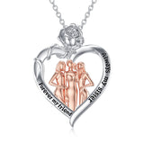 Sterling Silver Sister Necklace for 3 Sisters Pendant, Big Litter Sisters Birthday Jewelry Gift