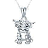 Highland Cow Necklace Sterling Silver Heart Cow Pendant Charm Jewelry Gifts for Women Girls