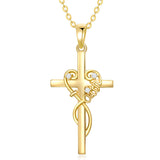 Cross Necklace Women 14K Yellow Gold Religious Holy Cross Pendant Necklace Jewelry Gifts for Women Girls Mother Daughter Wife Jesuits