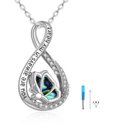 Infinity Butterfly Urn Necklaces for Ashes 925 Sterling Silver Cremation Butterfly Jewelry for Women Heart Urn You are Always in My Heart