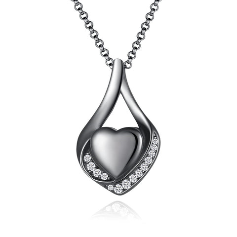 Sterling Silver Heart Shape Tear Dangle Urn Necklace for Ashes