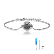 Sunflower Bracelet for Ashes 925 Sterling Silver Sunflower Cremation Keepsake Pendant Locket Bracelet for Women Mom