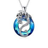 Sterling Silver Dragon Necklace Gift for Women Girl