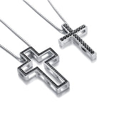 Matching Cross Sterling Silver Couple Necklace Cross Faith Jewelry for Mother Daughter Son Sisters Friends Relationship