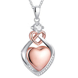 925 Sterling Silver Cremation Jewelry CZ Teardrop Urn Necklace for Ashes Heart Pendants Ashes Keepsake Jewelry