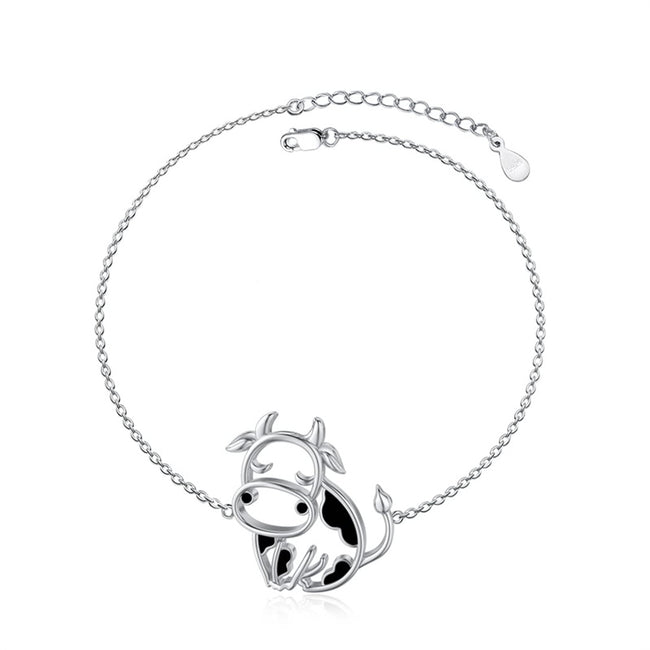 Cow Gifts Sterling Silver Cow Lover Gifts Cow Mom Gifts Cow Themed Gifts Cow Bracelet for Women Girl