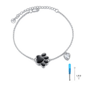 Ashe Bracelets for Women Sterling Silver Paw Print Urn Cremation Jewelry Pet Ashes for Women Keepsake Bracelet