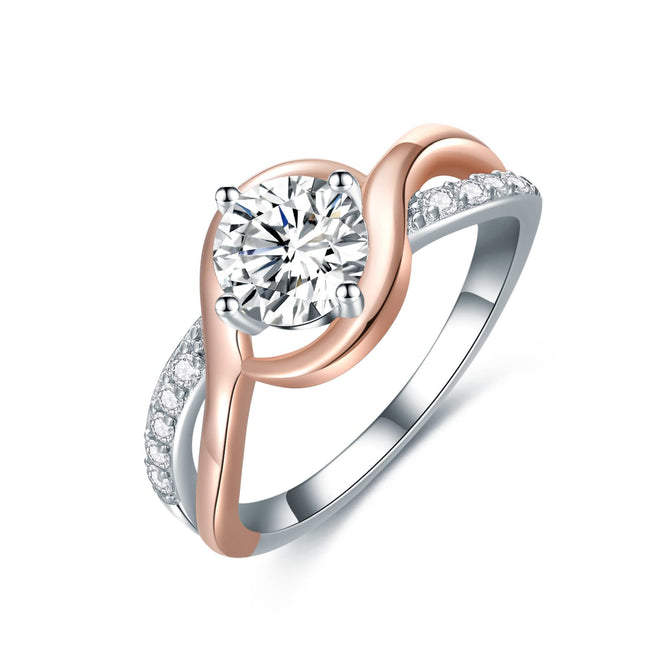Round Elegant Twisting Split Shank Moissanite Engagement Ring For Women VVS1 Clarity Center Stones Ring Anniversary Wedding Engagement