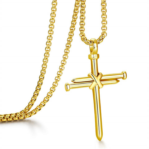 Cross Necklace for Men Cross Pendant Stainless Steel Necklace