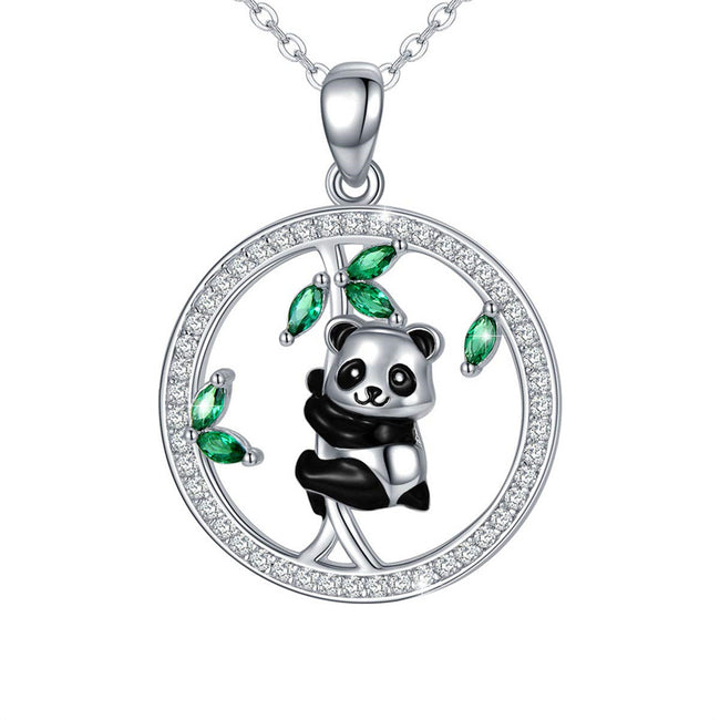 Panda Necklace Sterling Silver Cute Origami Panda Pendant Necklace for Women Wife Mom