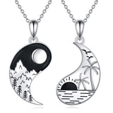 Yin Yang Necklace Sun Moon Sterling Silver Couple Necklaces Matching Couples Jewelry For Women Men Gift