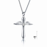 925 Sterling Silver Cross Urn Necklace Memorial Pendant Cremation Keepsake Jewelry for Ashes