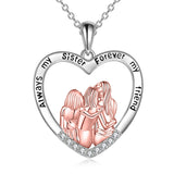 Sisters Necklace Sister Birthday Gifts Sterling Silver Crystal Necklaces Always My Sister Forever My Friend