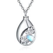 Urn Necklace for Ashes 925 Sterling Silver Moonstone Cremation Keepsake Pendant Memorial Jewellery for Women Men Human Pet