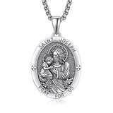 925 Sterling Silver Patron Saint Medals | Amulet Necklace Protection Jewelry for Men with 2.5mm 22"+2" Chain