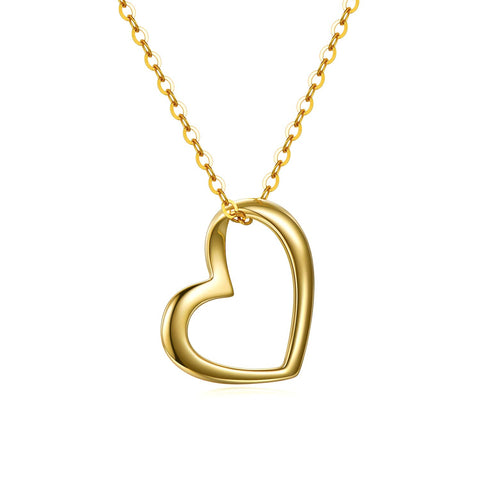 Solid 14k Gold Heart Necklace for Women Mother's Day Gift Jewelry for Wife Mom Birthday Pesent for Her