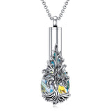 Sterling Silver Rose/Butterfly/Sunflower Flower Cremation Necklace For Ashes,Crystal Urn Necklace For Ashes For Women Memorial Jewelry