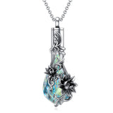 Sterling Silver Rose/Butterfly/Sunflower Flower Cremation Necklace For Ashes,Crystal Urn Necklace For Ashes For Women Memorial Jewelry