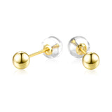 18K Yellow Gold Ball stud Earrings for Women, Gold Post Earrings for Girls