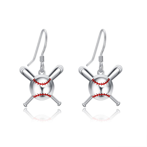 Sterling Silver Baseball Football Dangle Earrings