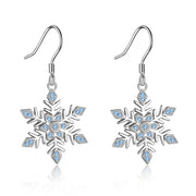 Snowflake Earrings Sterling Silver Snowflake Dangle Drop Earring for Women Christmas Jewelry Gifts