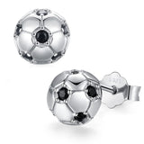 World Cup Soccer Stud Earrings Sterling Silver Cubic Zirconia Cute Animal Earrings Jewelry for Women Gifts