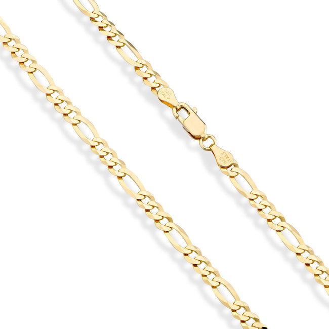 925 Sterling Silver 5mm Diamond-Cut Figaro Link Chain Necklace for Women Men