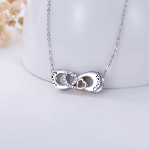 Infinity Cremation Urn Necklace for Ashes 925 Sterling Silver Always & Forever Heart Jewelry Keepsake Memorial Locket for Women