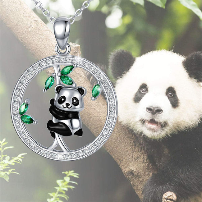 Panda Necklace Sterling Silver Cute Origami Panda Pendant Necklace for Women Wife Mom