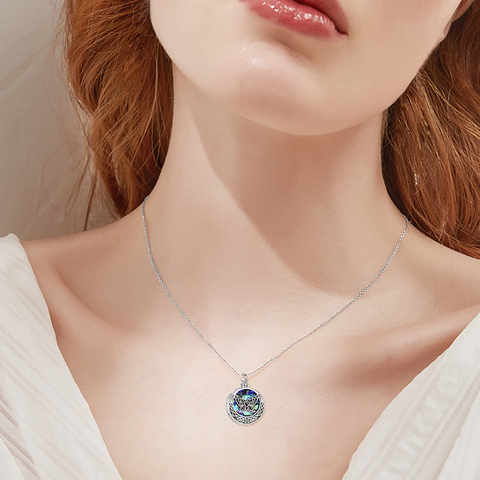 Butterfly Urn Necklaces for Ashes 925 Sterling Silver Abalone Shell Celtic Knot Cremation Jewelry Memory Jewelry for Women Men
