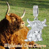 Highland Cow Charm Sterling Silver Cow Beads for Cow Bracelet Highland Cow Jewelry Gifts for Women Girls
