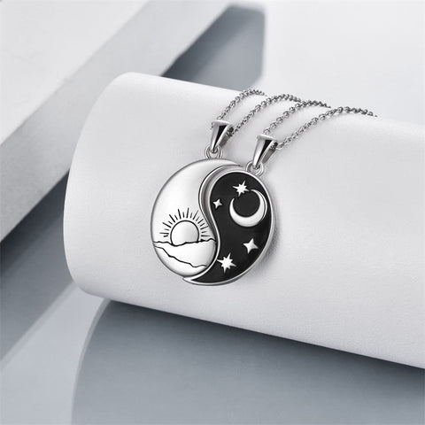 Yin Yang Necklace Sun Moon Sterling Silver Couple Necklaces Matching Couples Jewelry For Women Men Gift