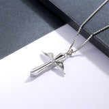 925 Sterling Silver Cross Urn Necklace - Memorial Pendant Cremation Keepsake Jewelry for Ashes