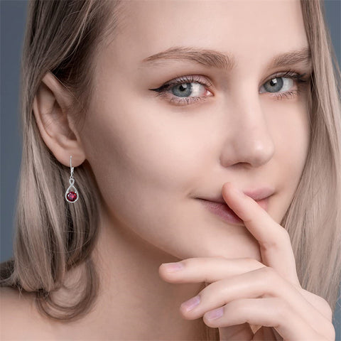 Dangle Drop Infinity Earrings 925 Sterling Silver Leverback Birstone Earrings 18K White Gold Jewelry for Women Girls
