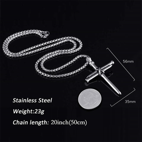 Cross Necklace for Men Cross Pendant Stainless Steel Necklace