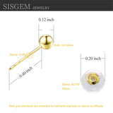18K Yellow Gold Ball stud Earrings for Women, Gold Post Earrings for Girls