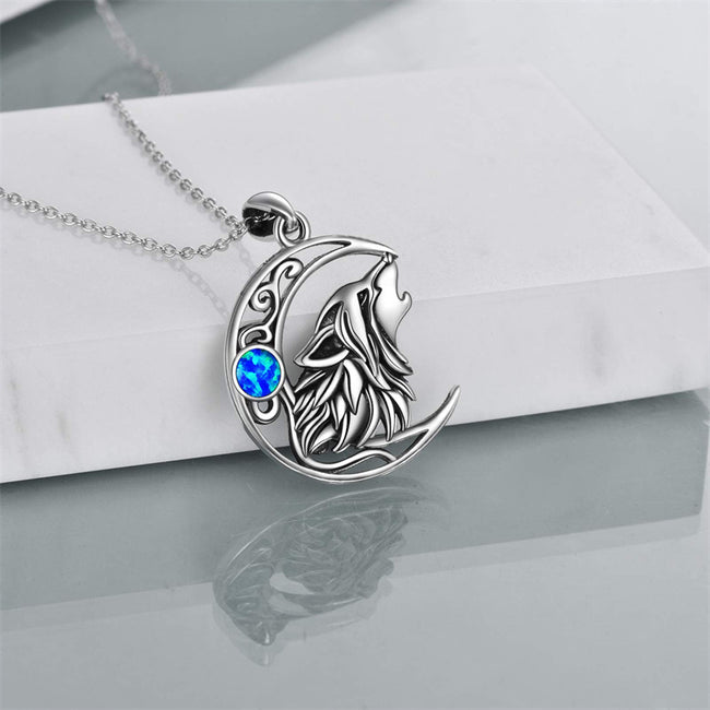 Wolf Jewelry Sterling Silver Howling Wolf Pendant Necklace Jewelry for Wolf Lover Women Men Girls Mom Friend Birthday