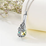 Sterling Silver Rose/Butterfly/Sunflower Flower Cremation Necklace For Ashes,Crystal Urn Necklace For Ashes For Women Memorial Jewelry