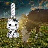 Sterling Silver Cow Charm Cow Bead Cow Jewelry for Girls Women