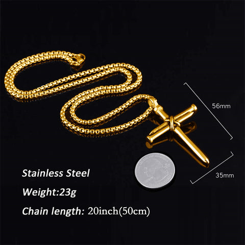 Cross Necklace for Men Cross Pendant Stainless Steel Necklace